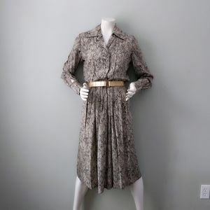 Vintage 70s Bill Blass Archival Silk B&W Zebra Peacock Stripe Print Shirt Dress